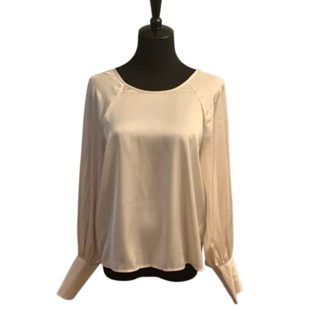 NWT Womens Petite Size Large LP Banana Republic Pure Satin Tie Back Blouse NEW
